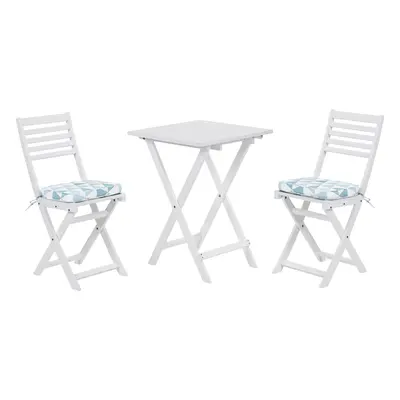 Bistro Set with Cushions FIJI Wood Blue