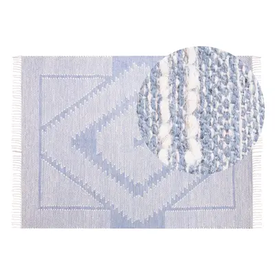 Cotton Area Rug x cm Blue and White ANSAR