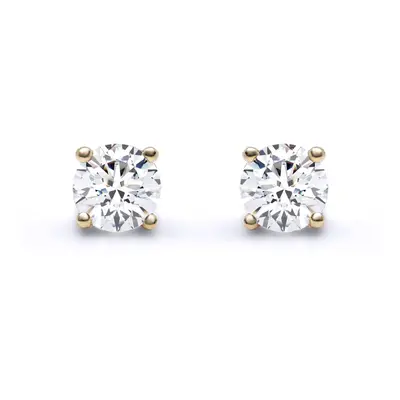 Jewelco London Ladies Solid 9ct Yellow Gold Claw Set Round H I1 0.50ct Diamond Solitaire Stud Ea