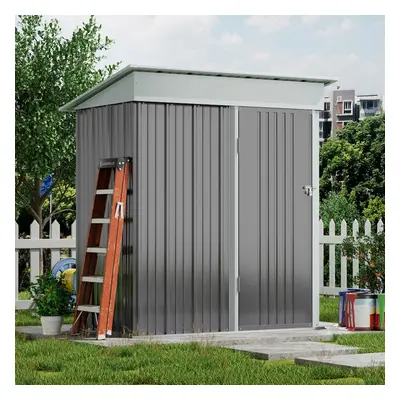 5 x ft Pent Metal Shed Garden Storage Shed with Lockable Door, Grey