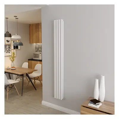 (Double 1800x236mm, White) Designer Oval Column Radiator Central Heating