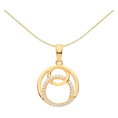 Jewelco London Ladies Gold-Plated Sterling Silver CZ Neverending Circle of Life Infinity Pendant