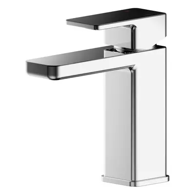 Square Mini Mono Basin Mixer Tap & Push Button Waste - Chrome