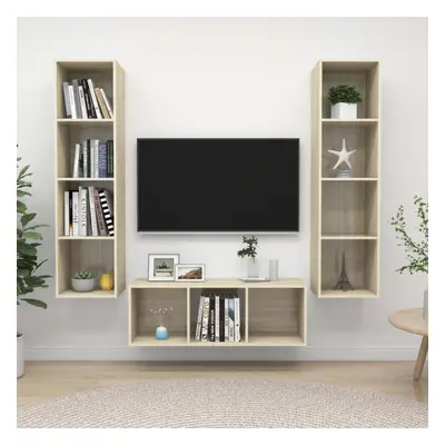 vidaXL TV Cabinet Set Piece Sonoma Oak Engineered Wood TV Unit Hifi Cabinet