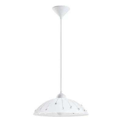 Pendant Light Colour White Shade White Clear Satin Glass Crystal Bulb E27 1x60W