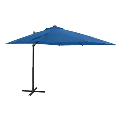 vidaXL Cantilever Umbrella with Pole and LED Lights Azure Blue cm Sunshade