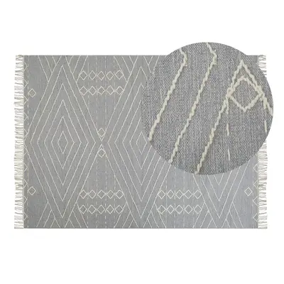 Cotton Area Rug x cm Grey and White KHENIFRA