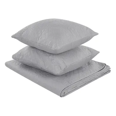 Embossed Bedspread and Cushions Set x cm Grey ALAMUT