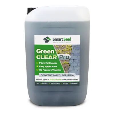 (25 Litres) SmartSeal Green Clear Pro - Powerful Green Algae Remover - Easy To Apply Best Mould,