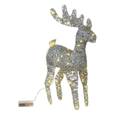 (Silver Glitter) LED Reindeer 60cm Plastic Rattan Wire Christmas