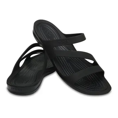 (US 7) Crocs Womens Swiftwater Sandals Flip Flops Thongs - Black/Black