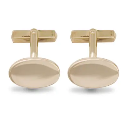 Jewelco London Men's Solid 9ct Yellow Gold Heavyweight Oval Swivel Back Cufflinks - JCL022