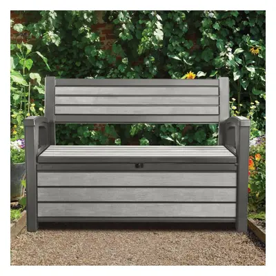 Keter 2-Seater Garden Bench with Storage Box L Grey Outdoor Bench Seat