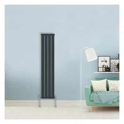 (Single-1600x272 mm) NRG Flat Panel Column Designer Radiator Heater Central Heating Rads Anthrac