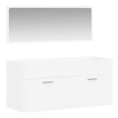 (white) vidaXL Bathroom Cabinet Vanity Unit Cupboard with Mirror White Engineered Wood