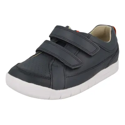 (UK Infant, Navy (Blue)) Boys Clarks Casual Hook & Loop Fastening Shoes Emery Walk T - F Fit