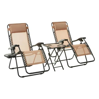 Amazon Basics Zero Gravity Chair with Side Table, Set of 2, Beige