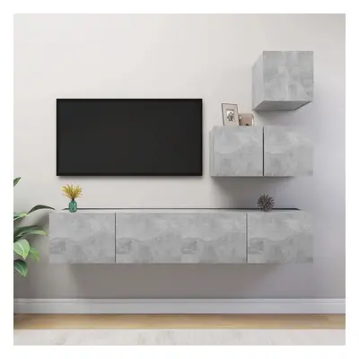 vidaXL TV Cabinet Set Piece Concrete Grey Engineered Wood Hanging TV Cabinet