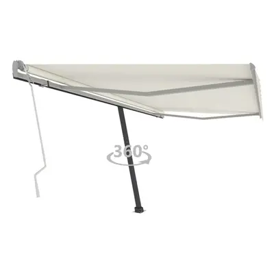 vidaXL Freestanding Manual Retractable Awning 450x350 cm Cream Outdoor Patio