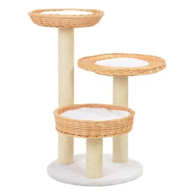 vidaXL Cat Tree with Sisal Scratching Post Natural Willow Wood Kitty Tower