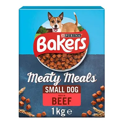 Bakers Meaty Meals Adult Small Dry Dog Food Beef 1kg (Pack of 4)