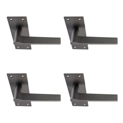 4x PAIR Flat Straight Handle on Slim Lock Backplate x 50mm Matt Bronze