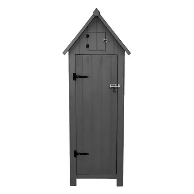 (Grey) Wooden Garden Storage Shed Tool Cabinet Sentry Box