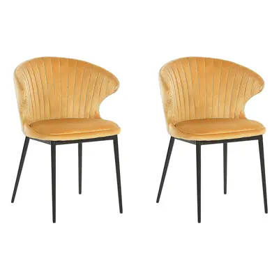 Set of Dining Chairs AUGUSTA Velvet Mustard