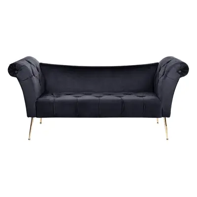 Velvet Chaise Lounge Black NANTILLY