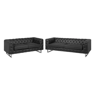 Faux Leather Sofa Set Black VISSLAND