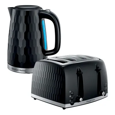 Russell Hobbs Honeycomb Slice Toaster & Kettle Set, Black