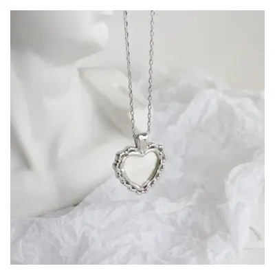 100% Sterling Silver Chain Necklaces for Women Korea Heart Pendant Necklace Fine Wedding Jewelry