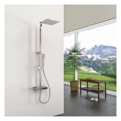 (200x200mm) AICA Thermostatic Shower Mixer Silver Chrome Square Set