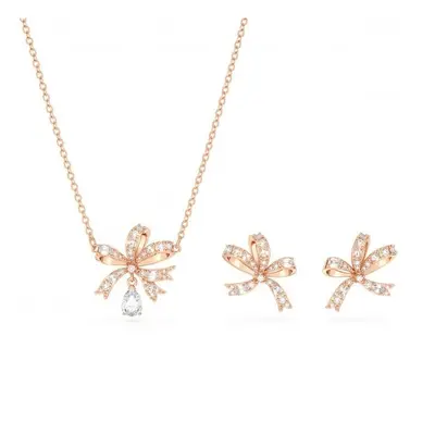 Swarovski Volta Rose Gold-Tone Plated White Bow Set