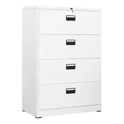 vidaXL Filing Cabinet White Steel Home Office Storage Document File Cabinet