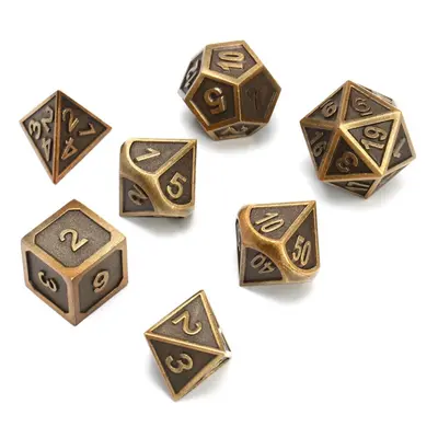 () 7Pcs Dice Polyhedral Dices Set Zinc Alloy Metal Role Multi-sided D4-D20 with Bags