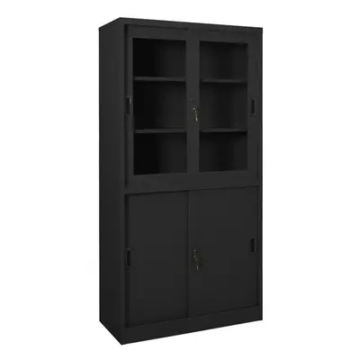 vidaXL Office Cabinet with Sliding Door Anthracite Steel File Storage Cabinet