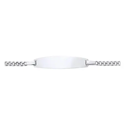 Jewelco London Kids Rhodium Plated Sterling Silver Curb Chain Oval Bar Identity ID Bracelet 5mm 