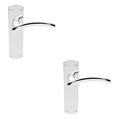 2x Arched Lever on Latch Backplate Door Handle x 42mm Polished Chrome