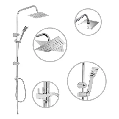 vidaXL Dual Head Shower Set with Hand Shower Stainless Steel Bathroom Diverter