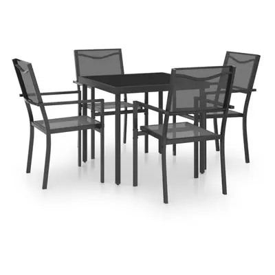 vidaXL Outdoor Dining Set Piece Steel Garden Patio Dinner Table and Chair