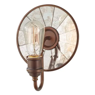 Wall Light Exposed Lamp Round Glass Panels Astral Bronze LED E27 100W