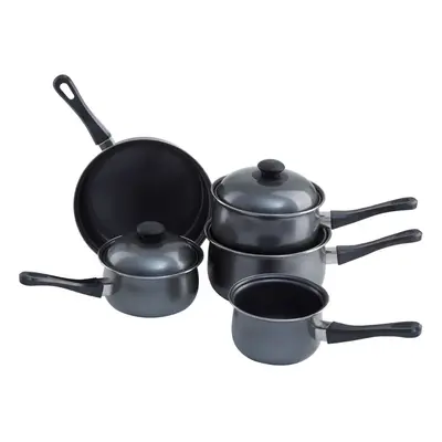 5Pc Non-Stick Dark Silver Cookware Set, Kitchen Pots and Pans Set with Lids, Non stick Cookware 