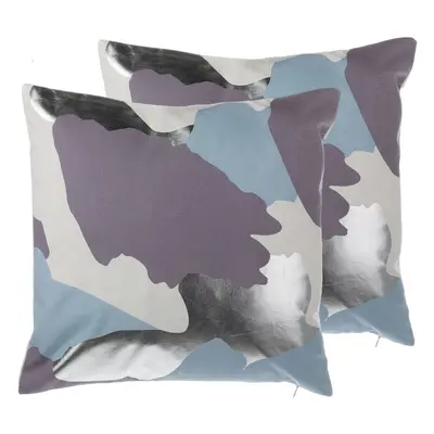 Set of Cushions Abstract Pattern IXIA Cotton x cm Violet