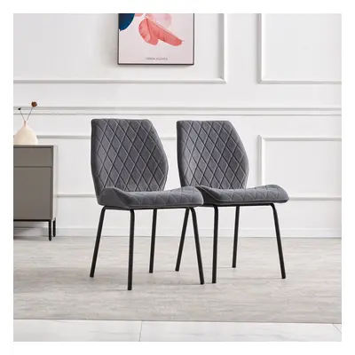 (Grey) 2X Velvet Dining Chairs with Soft Padded Seat