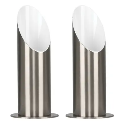 Pair of - Modern Brushed Chrome Table/Floor Standing Uplighter Wall Wash Lamps - Complete with 5