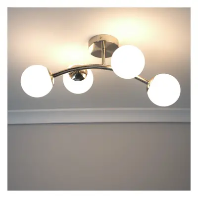 ValueLights Jas Frosted Glass Globe Shades Way Silver Ceiling Light