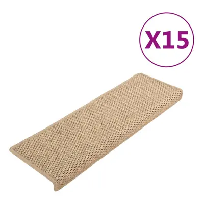 vidaXL Stair Mats Carpet Stair Tread Rug Self-adhesive Sisal-Look pcs Sand