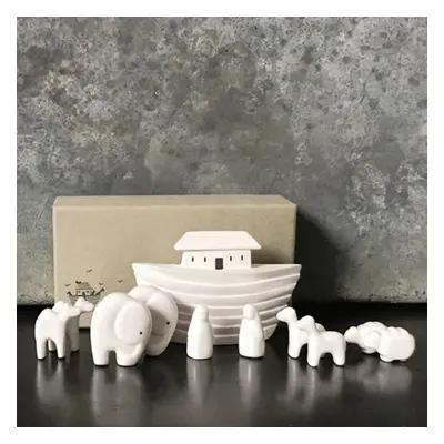 East Of India Mini Porcelain Noahs Ark, Baby Gift Keepsake, Christening Present, First Birthday 