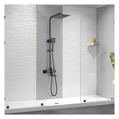 Black Bathroom Shower Mixer Bar Modern 3-Function Anti-Calc System Overhead Rainfall Shower